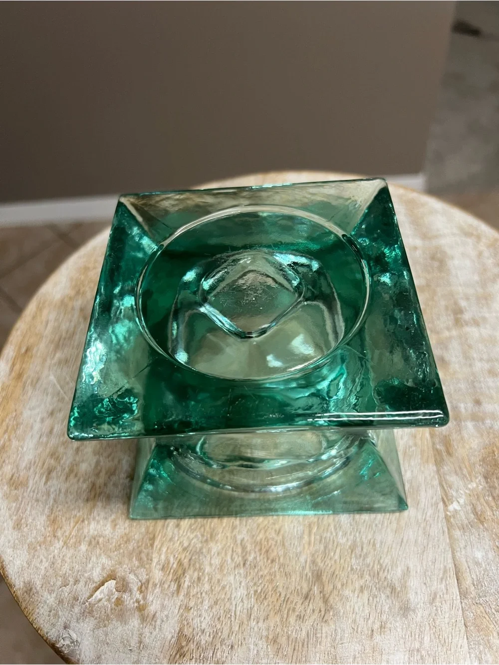 Recycled Green Glass Pillar Candle Holder